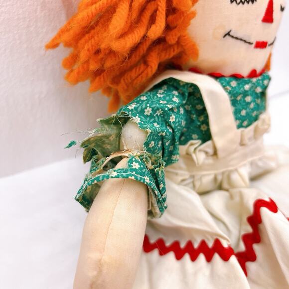 Vintage 1970’s Raggedy Ann & Andy Dolls Set Plush Red Collar Rare Original 15” - Picture 9 of 9